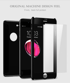 Твърд калъф лице и гръб 360 градуса със стъклен протектор FULL Body Cover за Apple iPhone 6 4.7 / Apple iPhone 6s 4.7 черен огледален